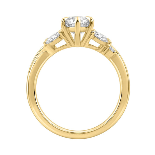 14K Yellow Gold 3 1/2Ct Lab-Grown Diamond Engagement Ring For Women 3Ct Marquise Center With Round Side Stones, Elegant Fashion Bridal Ring (Color F-G -Clarity Vs1/Vs2)