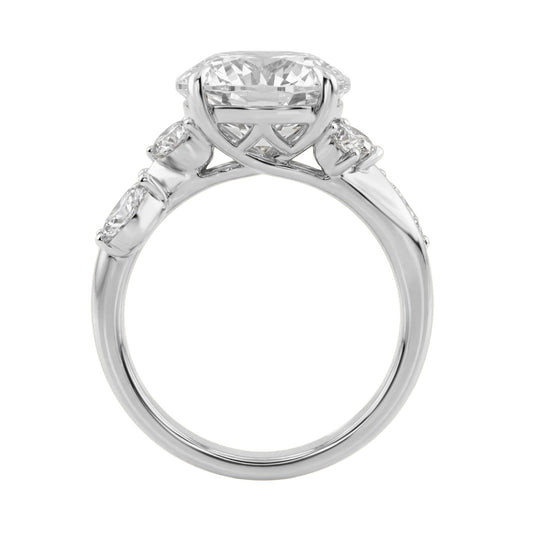 14K White Gold 5 1/2Ct Lab-Grown Diamond Engagement Ring For Women 5Ct Round Center Stone With Marquise Side Stones, Luxury Bridal Ring (Color F-G -Clarity Vs1/Vs2)