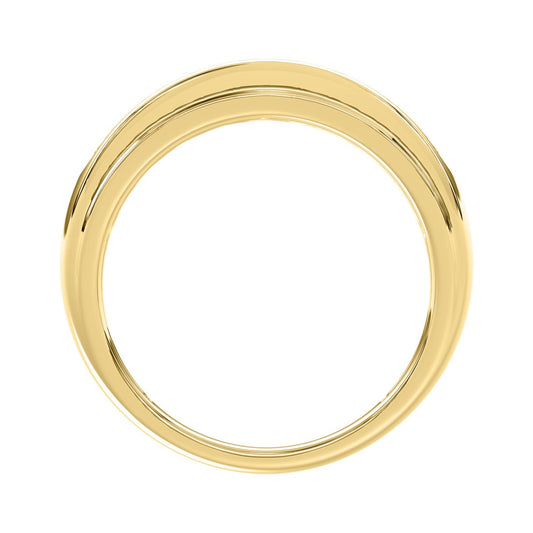 Luxury 14K Yellow Gold 1.00Ct Men'S Round Cut Lab Grown Diamond Band