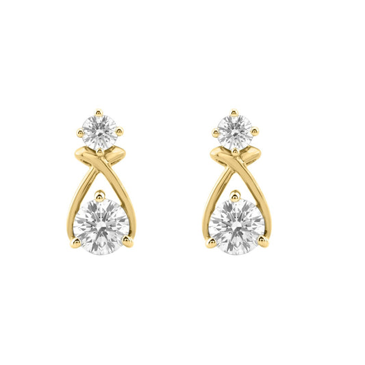 Elegant 14K Yellow Gold Lab Grown Diamond Earrings 1.00Ct Round Cut Diamond Women Fashion Jewelry (Color F-G -Clarity Vs1/Vs2)