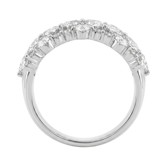 14K White Gold 3.00Ct Mixed Shape Diamond Cluster Ring Round, Marquise & Pear Floral Inspired Ladies Ring (Color F-G -Clarity Vs1/Vs2)