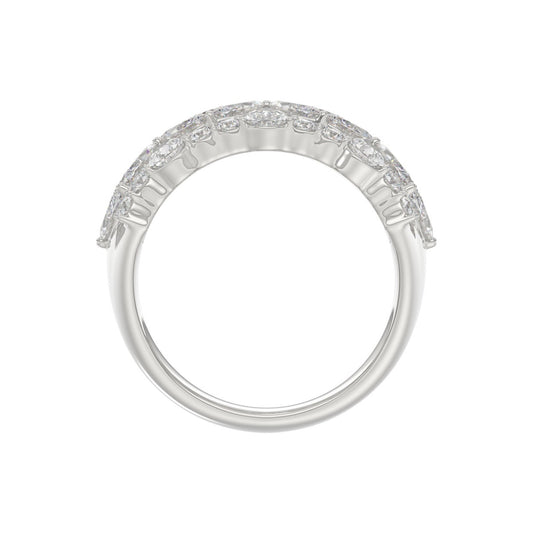 14K White Gold 3.00Ct Mixed Shape Diamond Cluster Ring Round, Marquise & Pear Floral Inspired Ladies Ring (Color F-G -Clarity Vs1/Vs2)