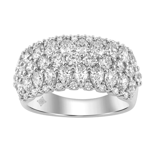 14K White Gold 3.00Ct Multi Shape Diamond Ring Round, Pear Cut Cluster Ring For Women (Color F-G -Clarity Vs1/Vs2)