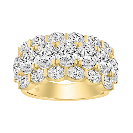 14K Yellow Gold 5 1/3Ct Oval Diamond Cluster Ring For Women Luxury Statement Fashion Ring (Color F-G -Clarity Vs1/Vs2)