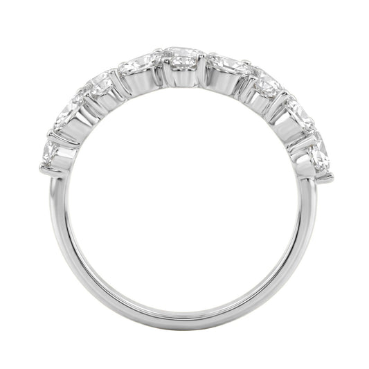 Elegant 14K White Gold 1 1/3Ct Lab Grown Diamond Fashion Ring Alternating Round & Marquise Stones, Ladies Fashion Jewelry (Color F-G -Clarity Vs1/Vs2)