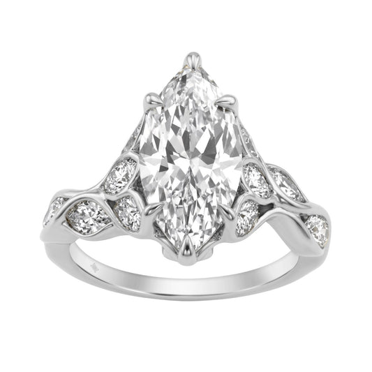 Elegant 14K White Gold 4 1/5Ct Marquise Diamond Ring Women Fashion Engagement Ring (Color F-G -Clarity Vs1/Vs2)