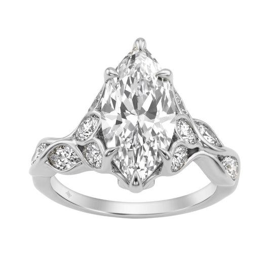 Elegant 14K White Gold 4 1/5Ct Marquise Diamond Ring Women Fashion Engagement Ring (Color F-G -Clarity Vs1/Vs2)