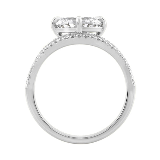 Luxury 14K White Gold 1 3/4Ct Lab Grown Diamond Ring 1 1/2Ct Oval Center And Round Diamond Ladies Engagement Ring (Color F-G -Clarity Vs1/Vs2)