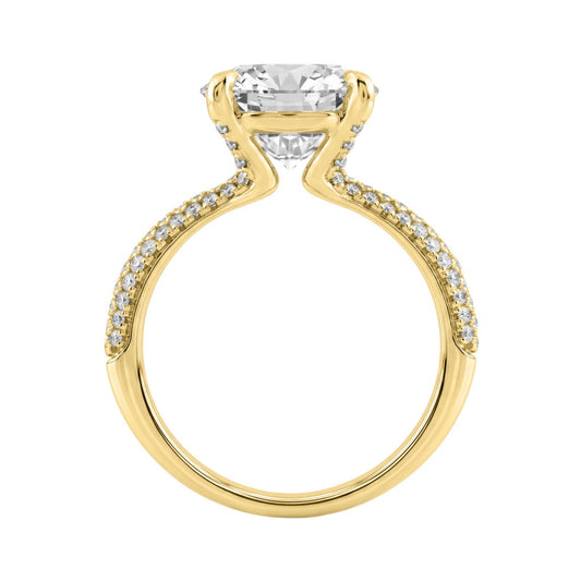 4 1/3Ct Round Brilliant Diamond Ring In 14K Yellow Gold Elegant Ladies Engagement Ring 4Ct Round Center Stone (Color F-G -Clarity Vs1/Vs2)