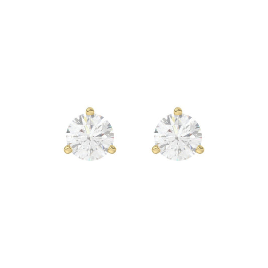 14K Yellow Gold 2.00CT Round Brilliant Diamond Solitaire Stud Earrings for Women Fine Jewelry