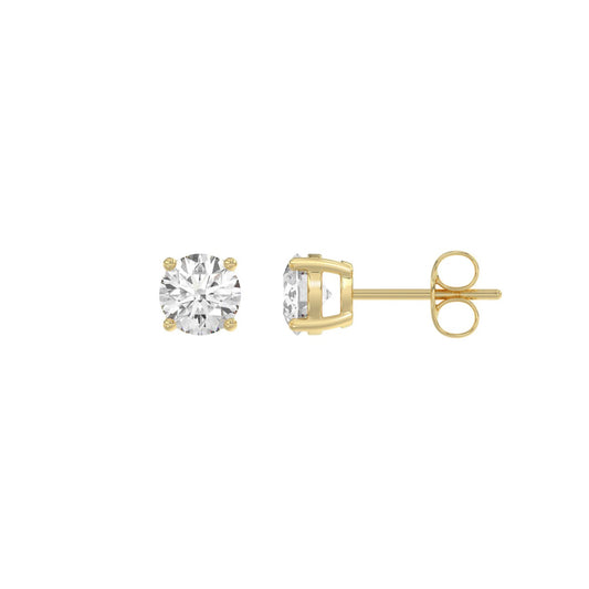 14K Yellow Gold 1.00 Ct Round Brilliant Diamond Stud Earrings Lab Grown Diamond Solitaire Earrings For Women Fine Jewelry Gift