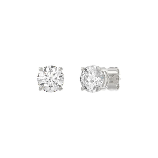 14K White Gold 2.00 Ct Round Brilliant Diamond Stud Earrings Lab Grown Diamond Solitaire Earrings For Women Fine Jewelry Gift