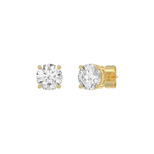 14K Yellow Gold 2.00 Ct Round Brilliant Diamond Stud Earrings Lab Grown Diamond Solitaire Earrings For Women Fine Jewelry Gift