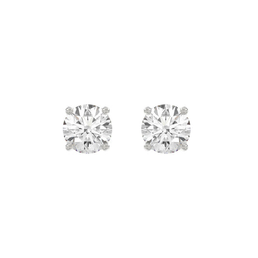 14K White Gold 3.00 Ct Round Brilliant Diamond Stud Earrings Lab Grown Diamond Solitaire Earrings For Women Fine Jewelry Gift