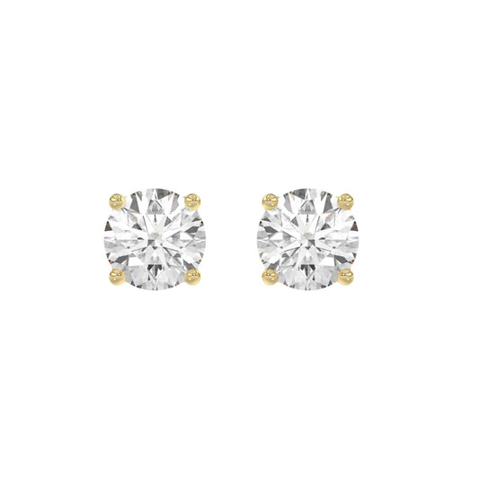 14K Yellow Gold 4.00 Ct Lab Grown Round Diamond Stud Earrings Brilliant Cut Diamond Earrings For Women