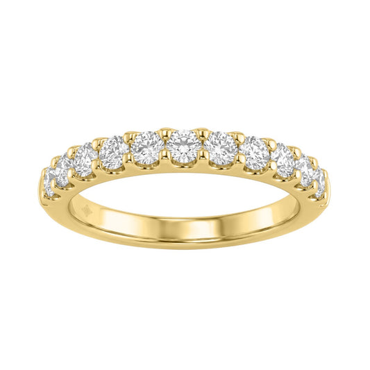Elegant 14K Yellow Gold Ladies Diamond Wedding Band With 0.75Ctct Round Diamonds