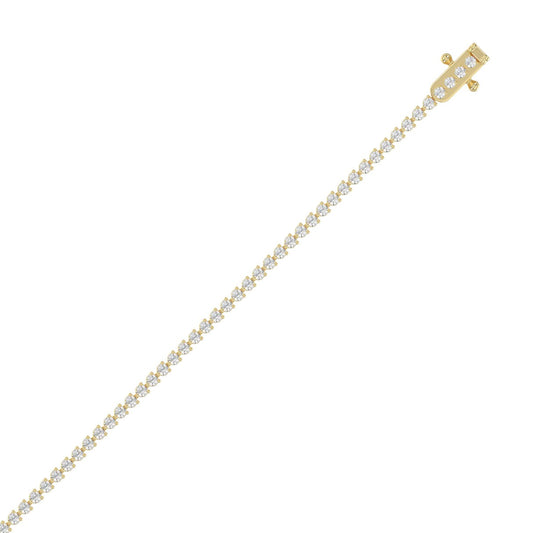 14K Yellow Gold 2.00CT Round Diamond Three-Prong Tennis Bracelet For Women Classic Diamond Bracelet