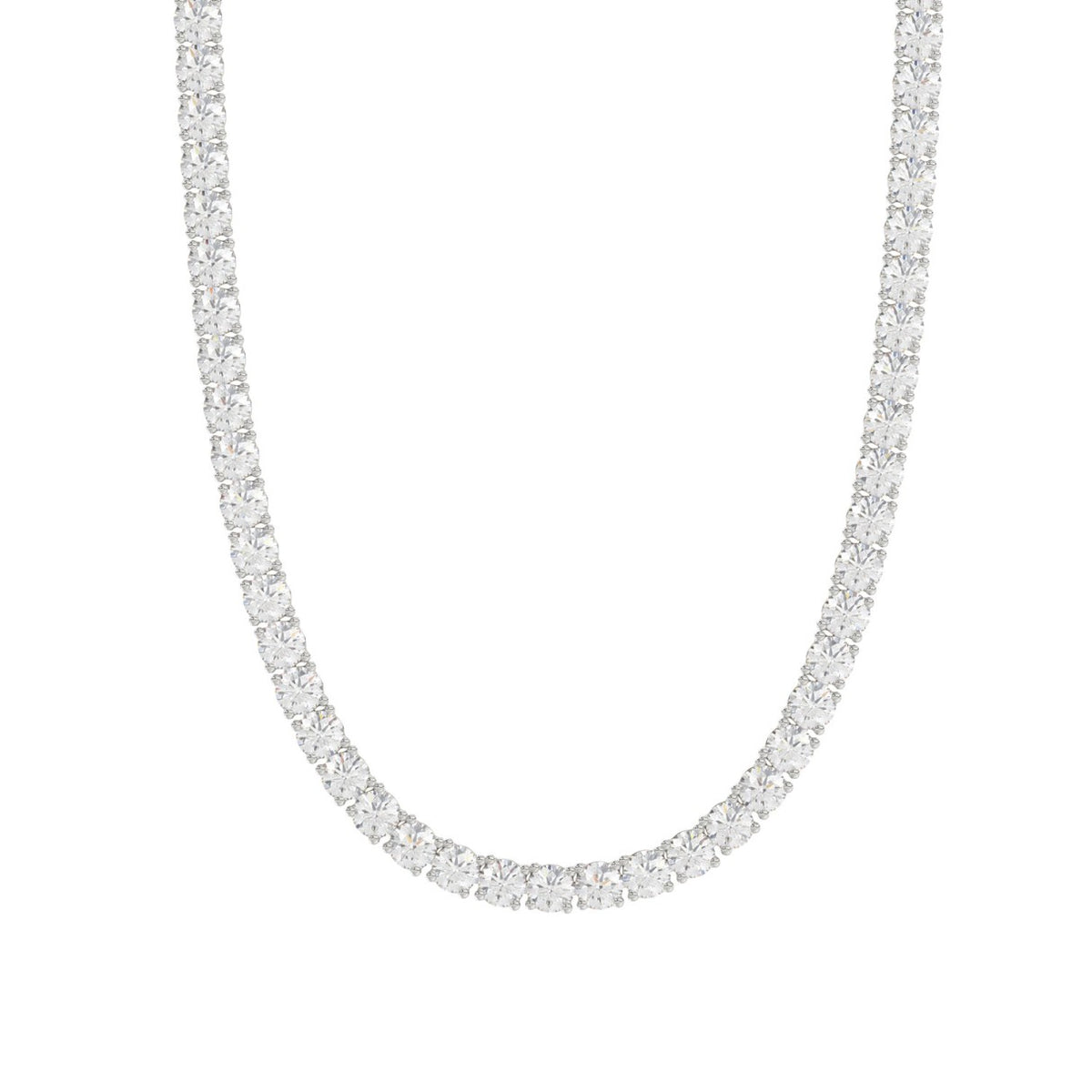 14K WHITE GOLD 10 1/3CT 18" ROUND DIAMOND LADIES TENNIS NECKLACE