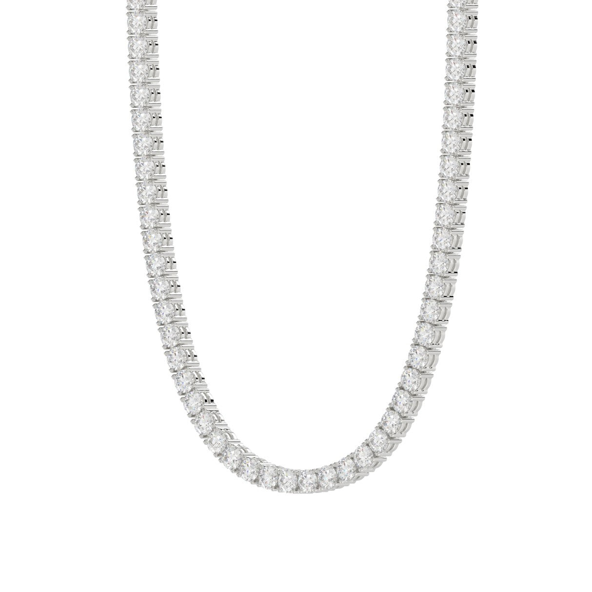 14K WHITE GOLD 4 3/4CT 18" ROUND DIAMOND LADIES TENNIS NECKLACE
