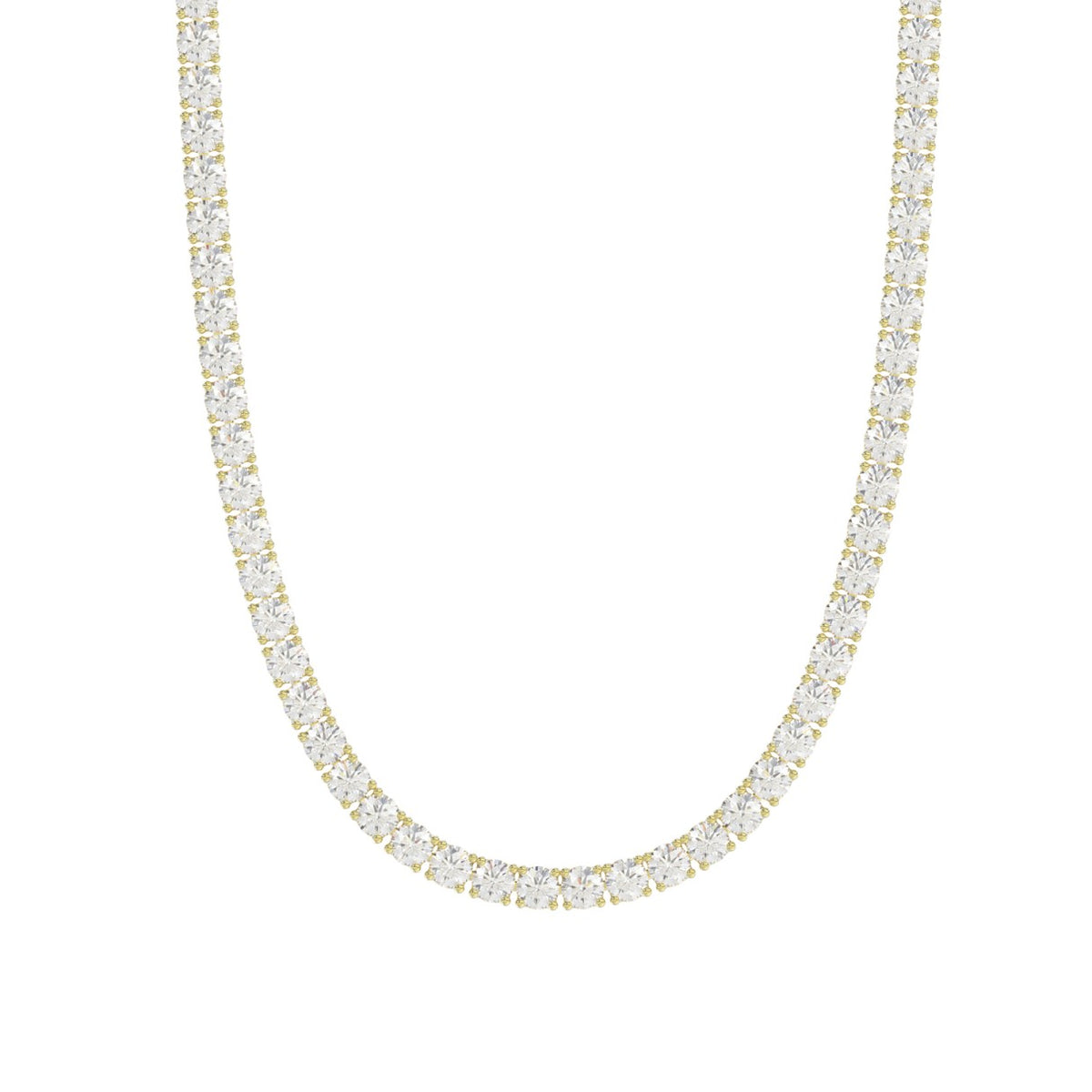 14K YELLOW GOLD 4 3/4CT 18" ROUND DIAMOND LADIES TENNIS NECKLACE