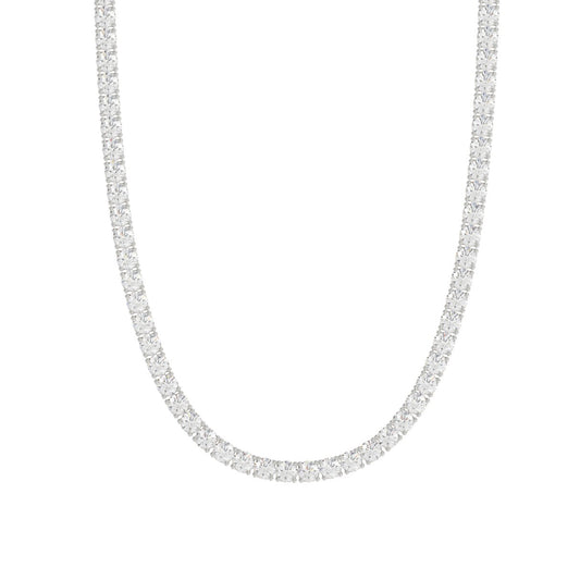 14K WHITE GOLD 7 3/4CT 18" ROUND DIAMOND LADIES TENNIS NECKLACE