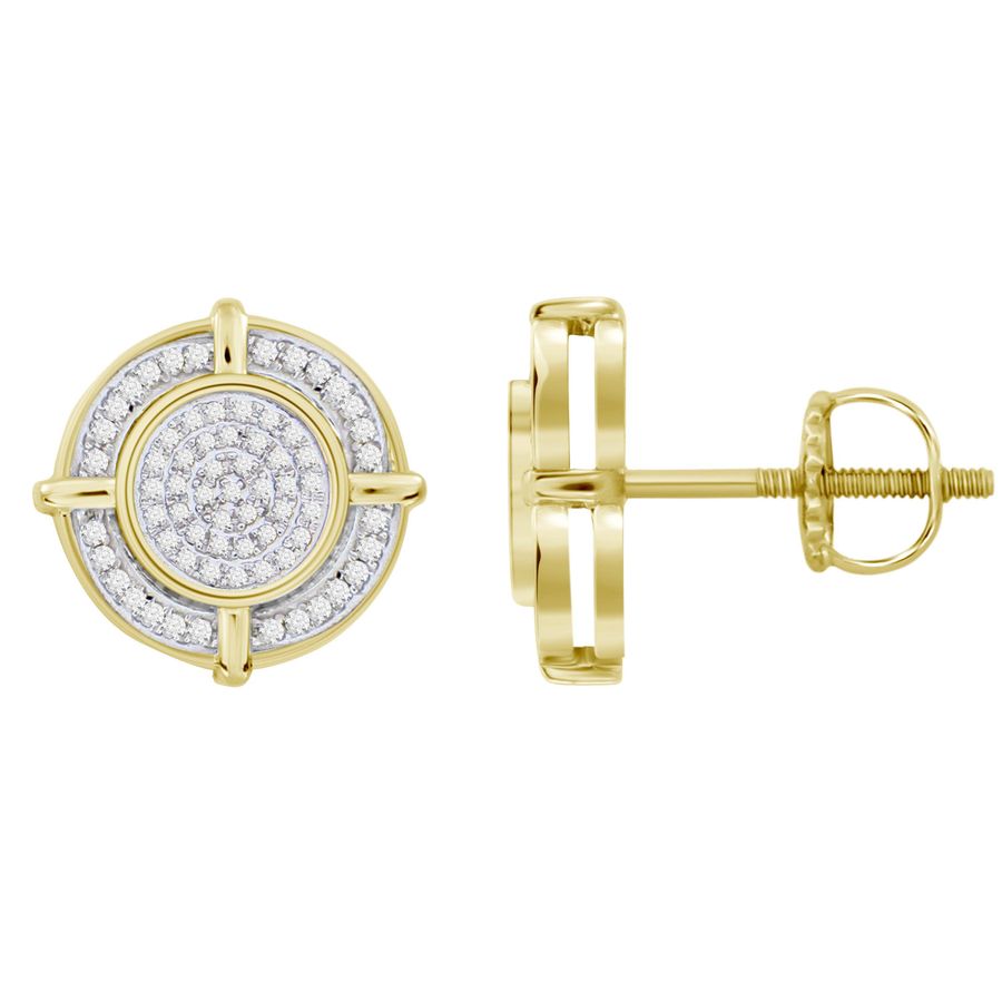 LADIES STUD EARRINGS 0.33CT ROUND DIAMOND 10K YELLOW GOLD