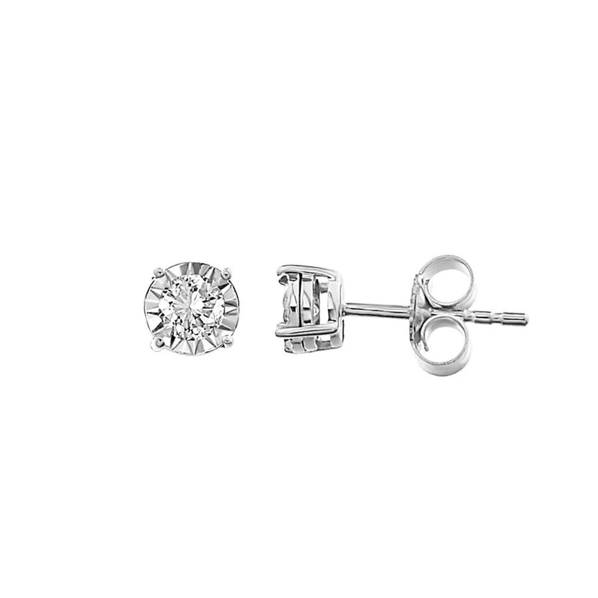 MEN'S STUD EARRINGS 0.25CT ROUND DIAMOND 10K WHITE GOLD