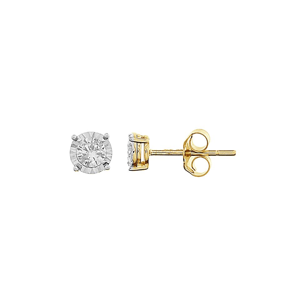 MEN'S STUD EARRINGS 0.33CT ROUND DIAMOND 10K YELLOW GOLD