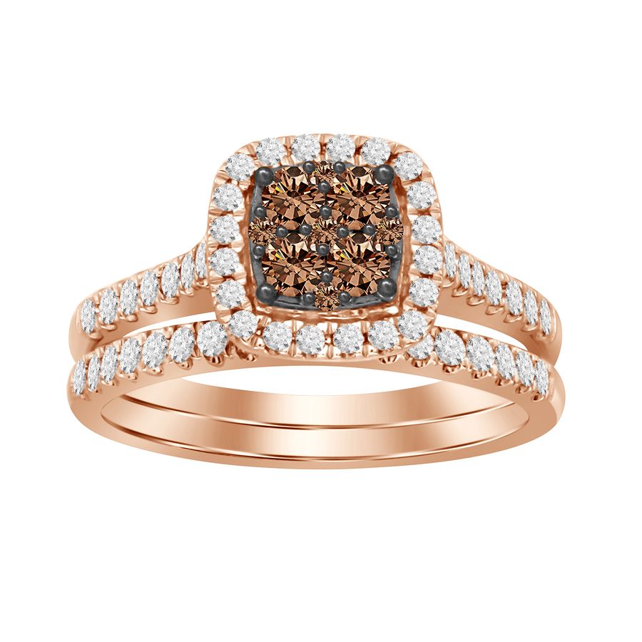 LADIES RING 0.50CT ROUND DARK BROWN DIAMOND 14K ROSE GOLD (SI QUALITY)