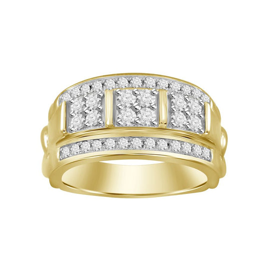 MEN'S RING 1.00CT ROUND DIAMOND 10K YELLOW GOLD