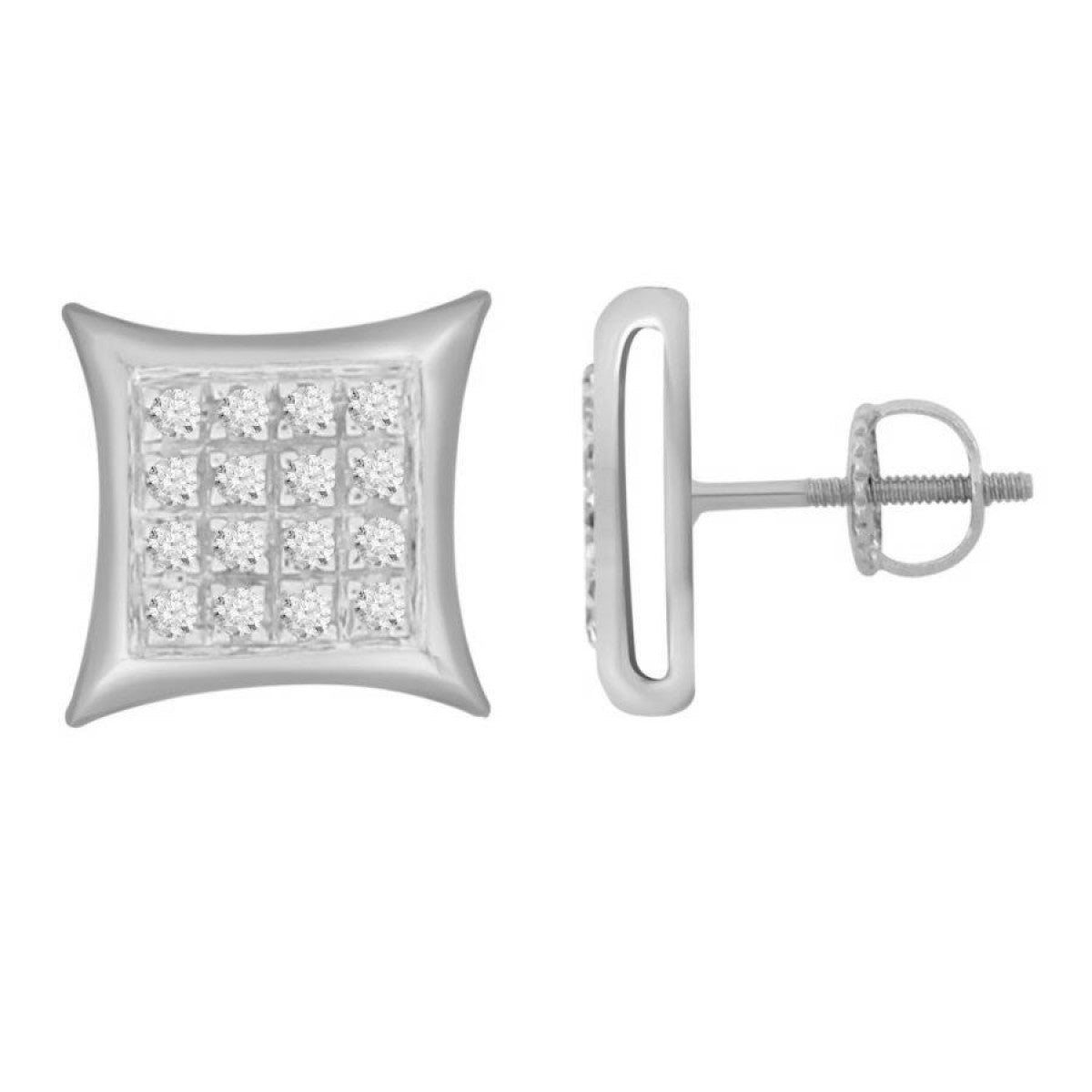 Sterling Silver White Diamond Cluster Fashion Earrings For Women 0.10CT Round Diamond Elegant Yuva Earrings