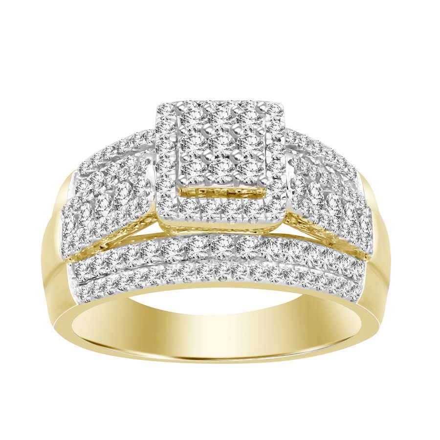 LADIES RING 1.00CT ROUND DIAMOND 10K YELLOW GOLD