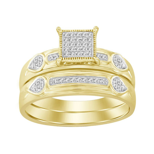 LADIES BRIDAL SET 0.10CT ROUND DIAMOND 10K YELLOW GOLD