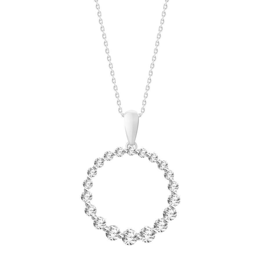 LADIES PENDANT WITH CHAIN 0.50CT ROUND DIAMOND 10K WHITE GOLD