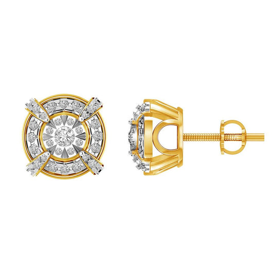 LADIES STUD EARRINGS 0.50CT ROUND DIAMOND 10K YELLOW GOLD