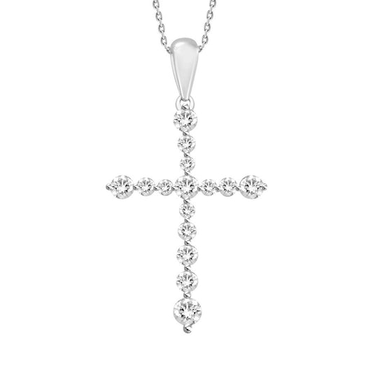 LADIES PENDANT WITH CHAIN 0.25CT ROUND DIAMOND 10K WHITE GOLD