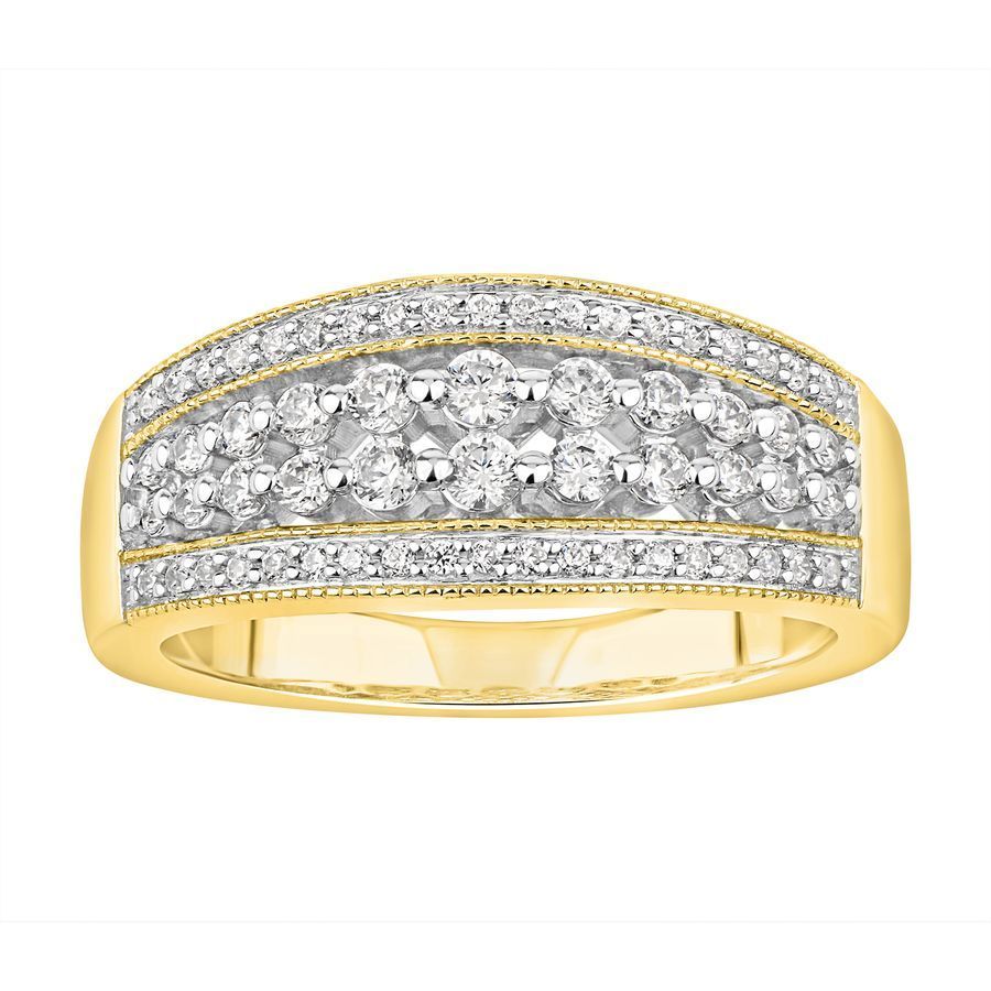 LADIES BAND 0.50CT ROUND DIAMOND 10K YELLOW GOLD