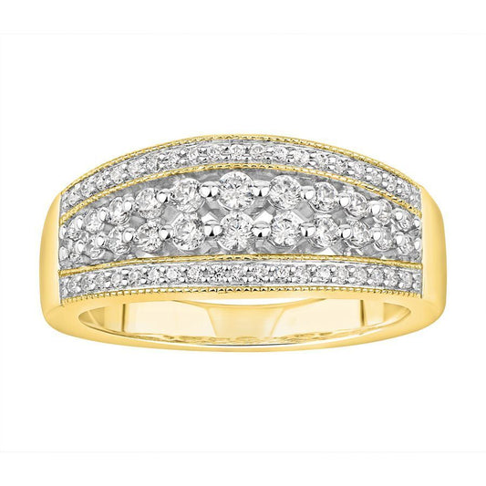 LADIES BAND 0.50CT ROUND DIAMOND 10K YELLOW GOLD