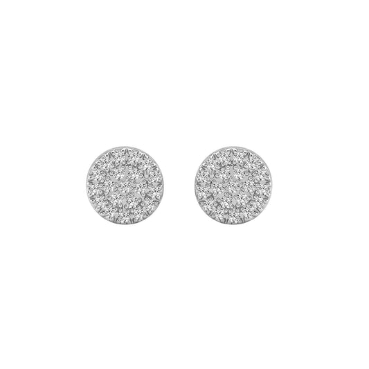 Ladies Sterling Silver 0.10Ct Round Diamond Fashion Earrings  Classic Ladies Diamond Jewelry