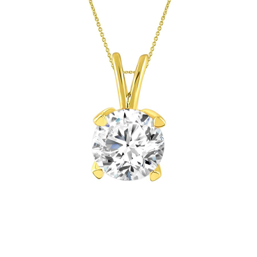 LADIES SOLITAIRE PENDANT 0.15CT ROUND DIAMOND 14K YELLOW GOLD