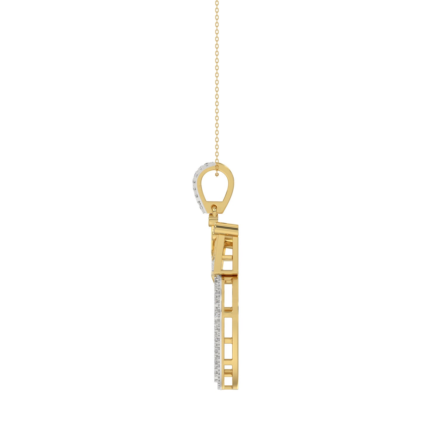 MEN'S PENDANT 0.40CT ROUND DIAMOND 10K YELLOW GOLD