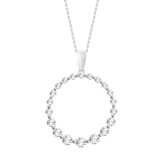 LADIES PENDANT 0.75CT ROUND DIAMOND 14K WHITE GOLD