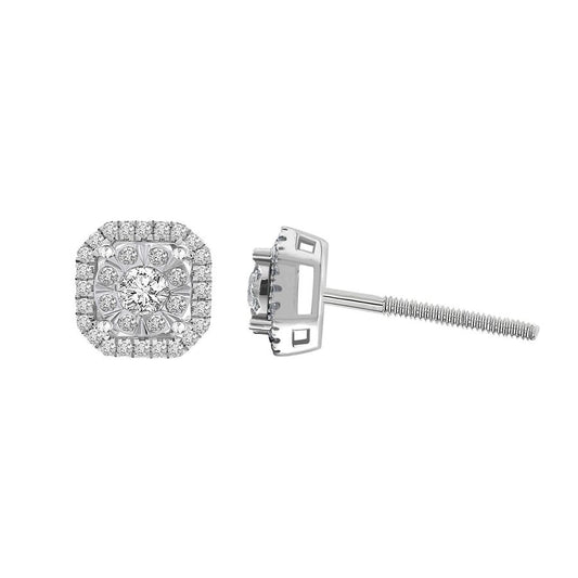LADIES EARRINGS 0.33CT ROUND DIAMOND 10K WHITE GOLD