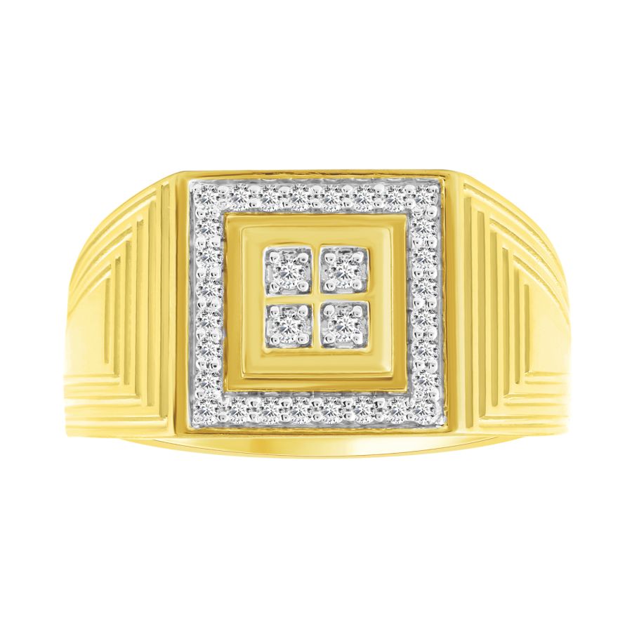 MEN'S RING 0.25CT ROUND DIAMOND 10K YELLOW GOLD