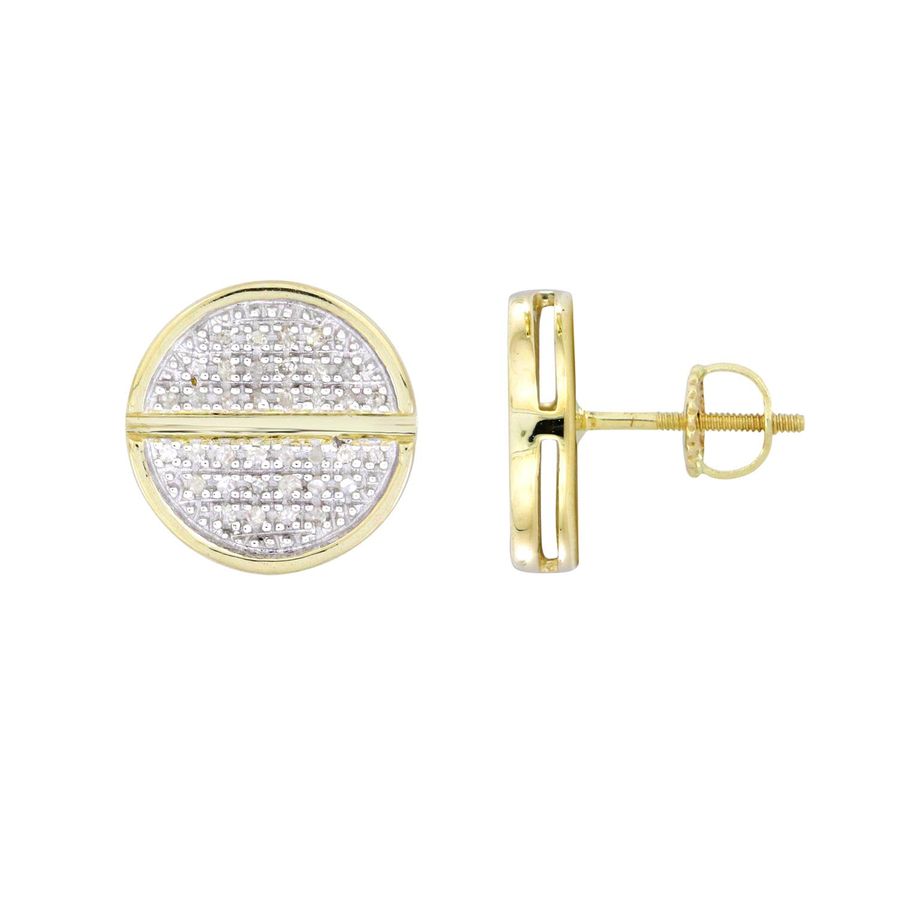 LADIES EARRINGS 0.16CT ROUND DIAMOND 10K YELLOW GOLD