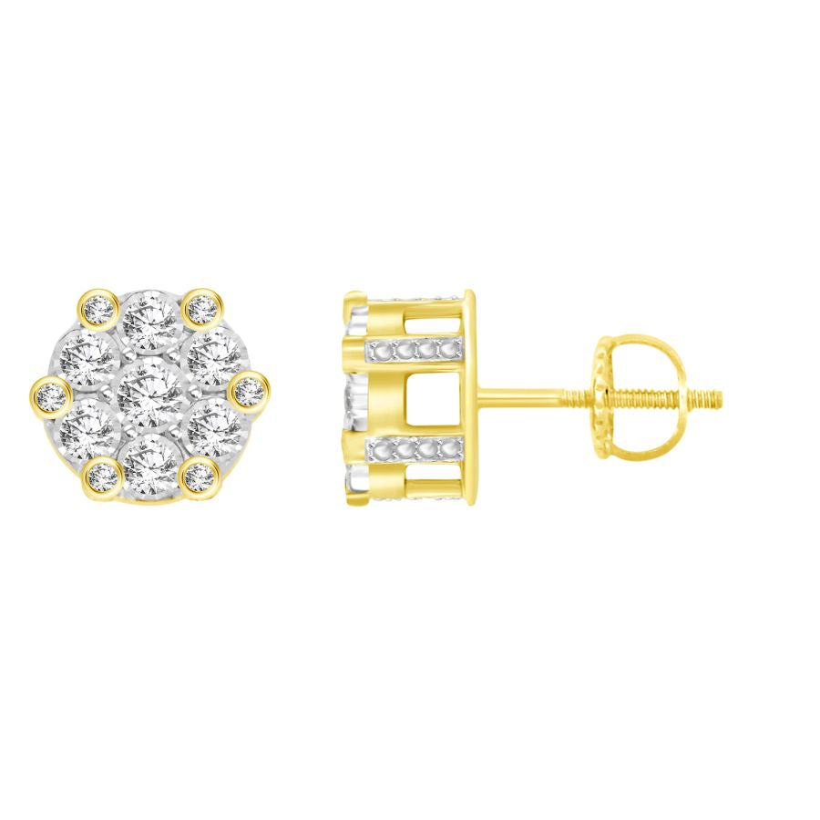 LADIES EARRINGS 0.25CT ROUND DIAMOND 10K YELLOW GOLD