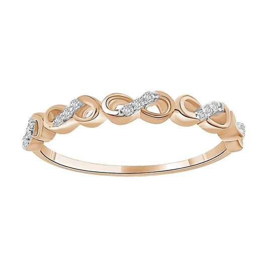 LADIES STACKABLE BAND 0.05CT ROUND DIAMOND 10K ROSE GOLD