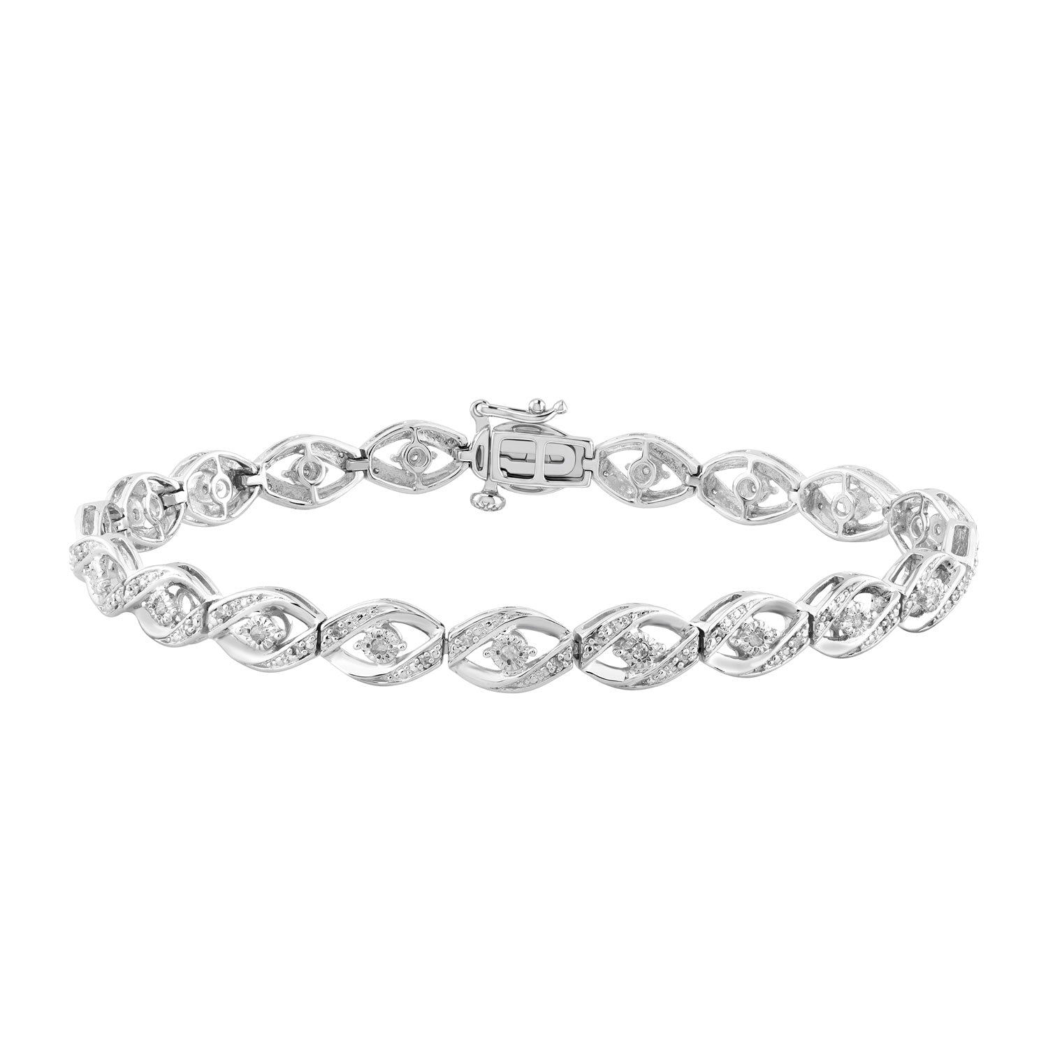 Sterling Silver Ladies Bracelet With 0.25 Ct Round Diamond Elegant Ladies Diamond Bracelet