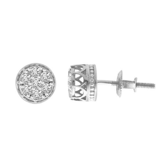 LADIES STUD EARRINGS 0.33CT ROUND DIAMOND 10K WHITE GOLD