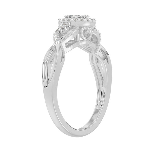 Sterling Silver 0.25Ct Round Diamond Halo Cluster Ring For Women Engagement Promise Ring Gift For Her